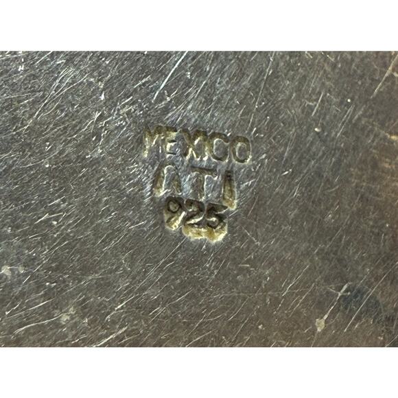 Vtg Green Malachite Stone 925 Sterling Silver Pendant Mexico ATI 2" Rectangle - Picture 4 of 8